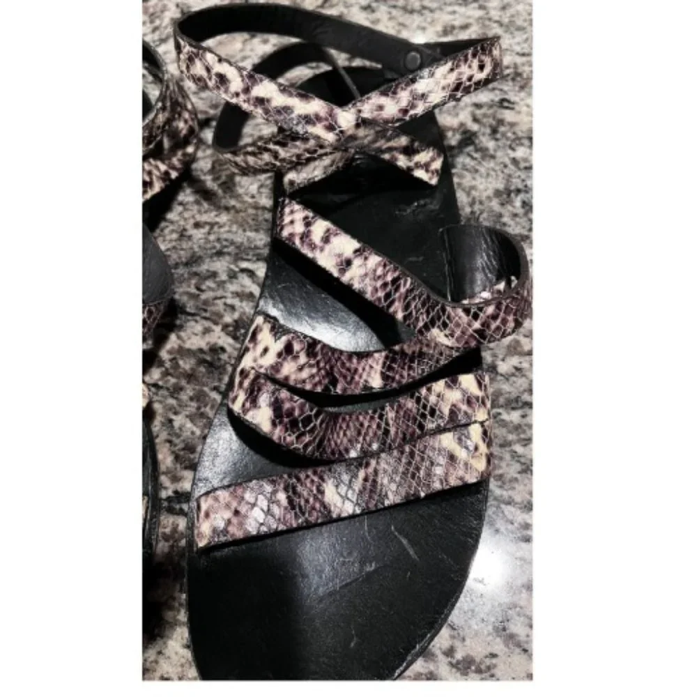 BNWOT CALLEEN CORDERO PYTHON ANKLE WRAP STRAP SANDALS 9 - Picture 4 of 8